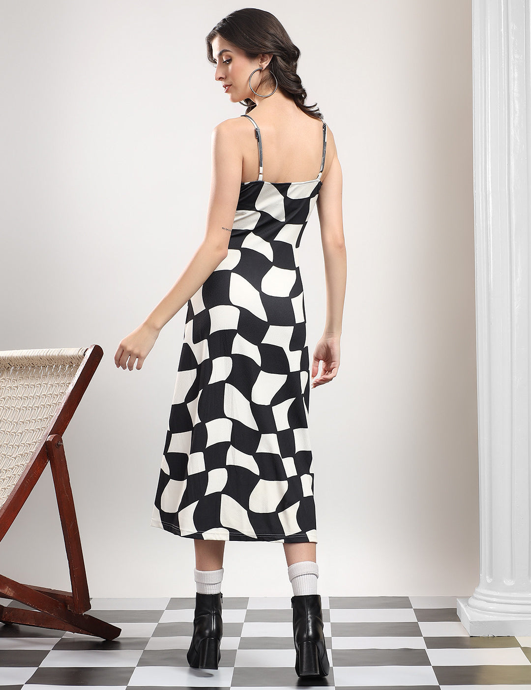 KOTTY Women's Solid Stylish Bluish Black Casual Dress