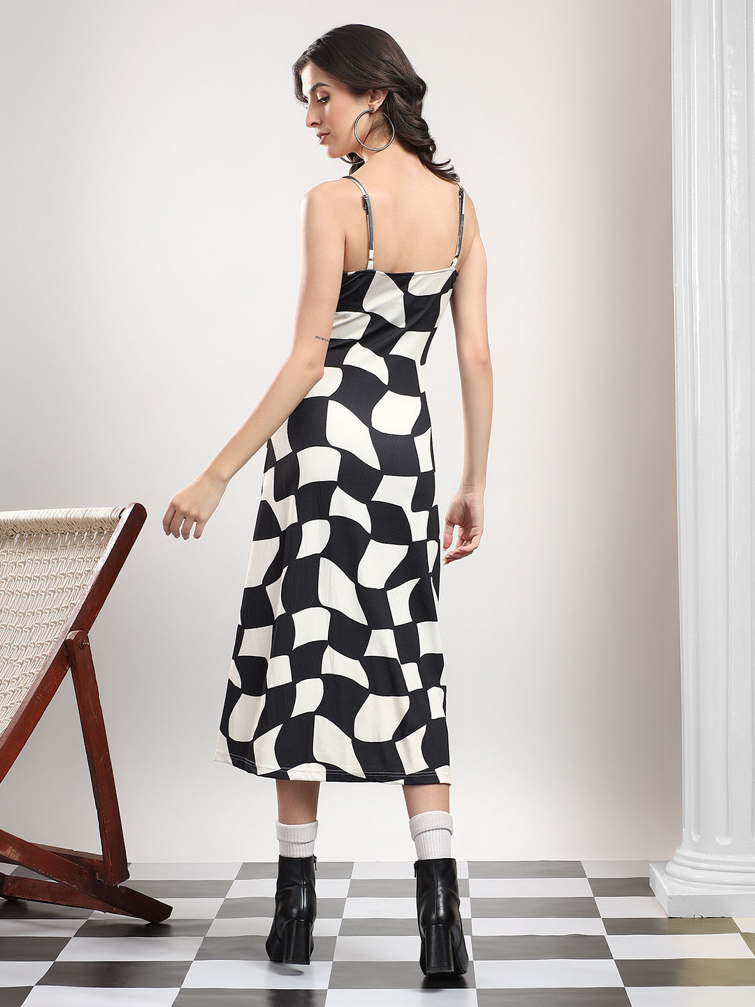 KOTTY Women's Solid Stylish Bluish Black Casual Dress