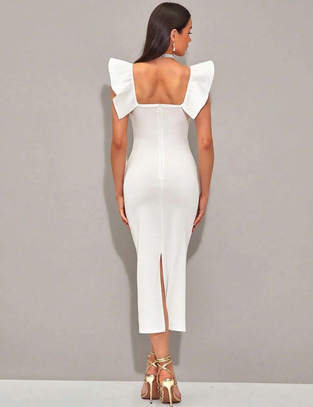 KOTTY Women's Solid Star White Stylish Dress