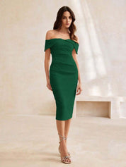 KOTTY Women's Solid Phthalo Green Stylish Dress