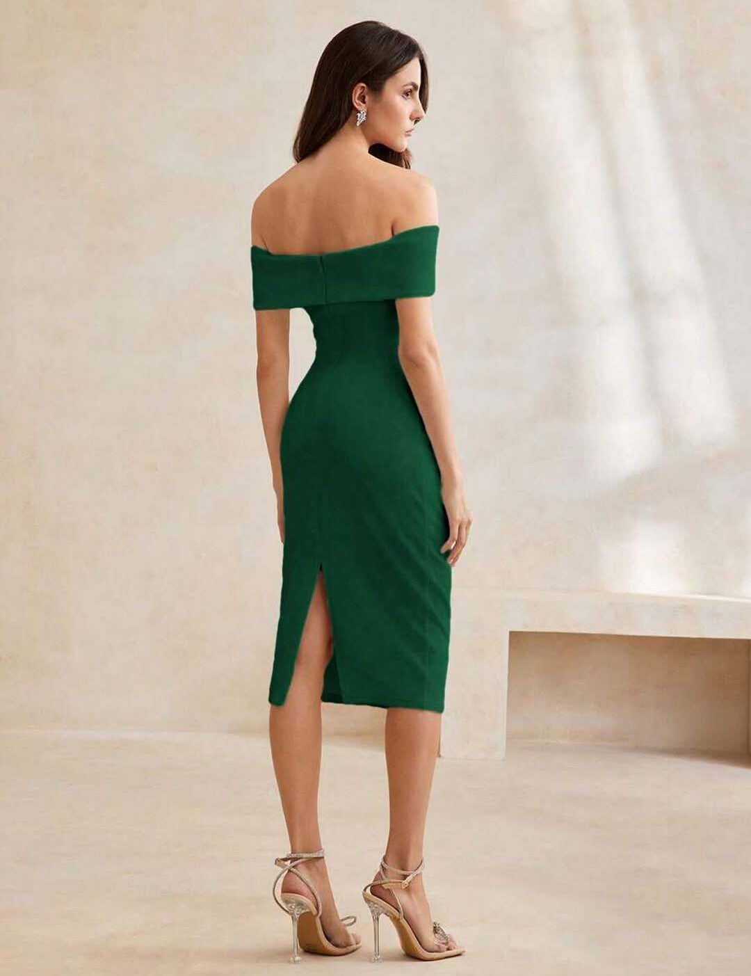 KOTTY Women's Solid Phthalo Green Stylish Dress