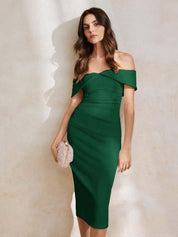 KOTTY Women's Solid Phthalo Green Stylish Dress