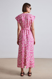Women’s Pink Floral Print Midi Dress