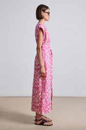 Women’s Pink Floral Print Midi Dress