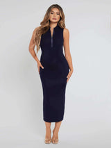Women Elegant Sleeveless A-Line Party Wear Midi Dress