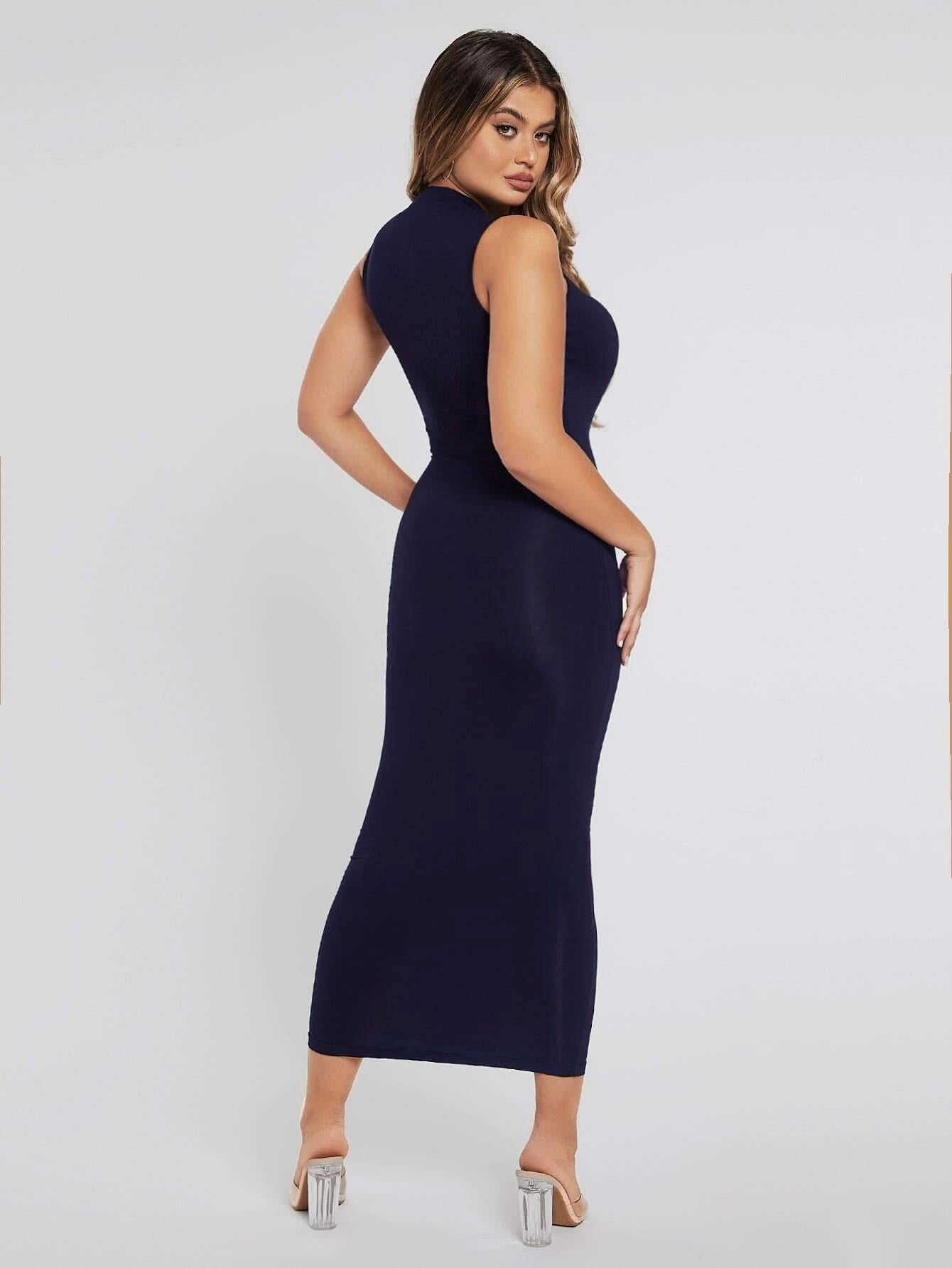 Women Elegant Sleeveless A-Line Party Wear Midi Dress