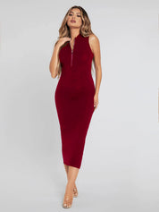 Women Elegant Sleeveless A-Line Party Wear Midi Dress