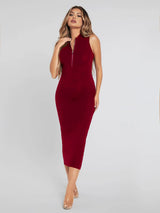 Women Elegant Sleeveless A-Line Party Wear Midi Dress