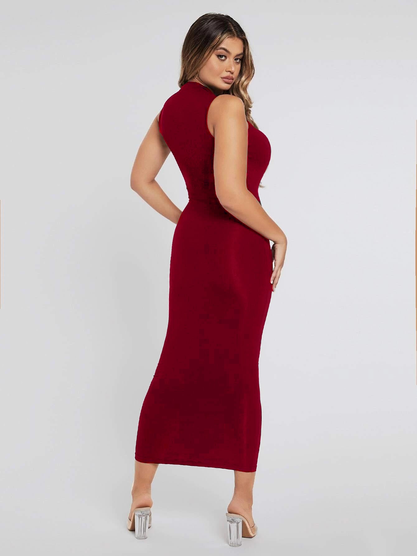 Women Elegant Sleeveless A-Line Party Wear Midi Dress