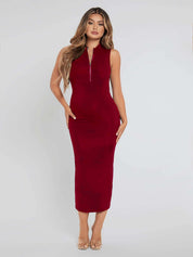 Women Elegant Sleeveless A-Line Party Wear Midi Dress