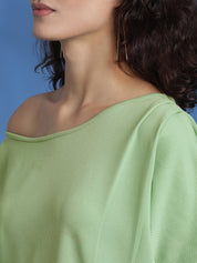 Sage Green Short Sleeve Off Shoulder Mini Dress
