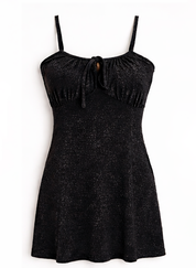 Black Sparkle Strappy Tie-Front Bodycon Mini Dress Women