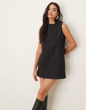 Light Wash Denim Fit-Flare Dress