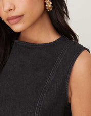 Light Wash Denim Fit-Flare Dress
