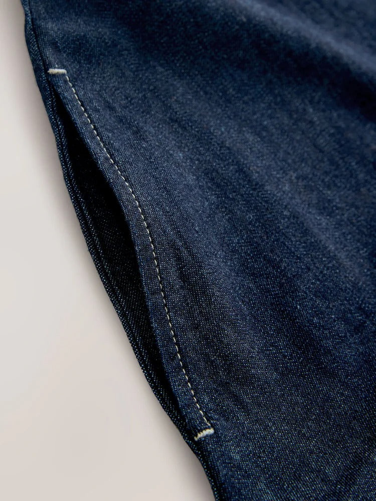 Light Denim Crew-Neck A-Line Dress