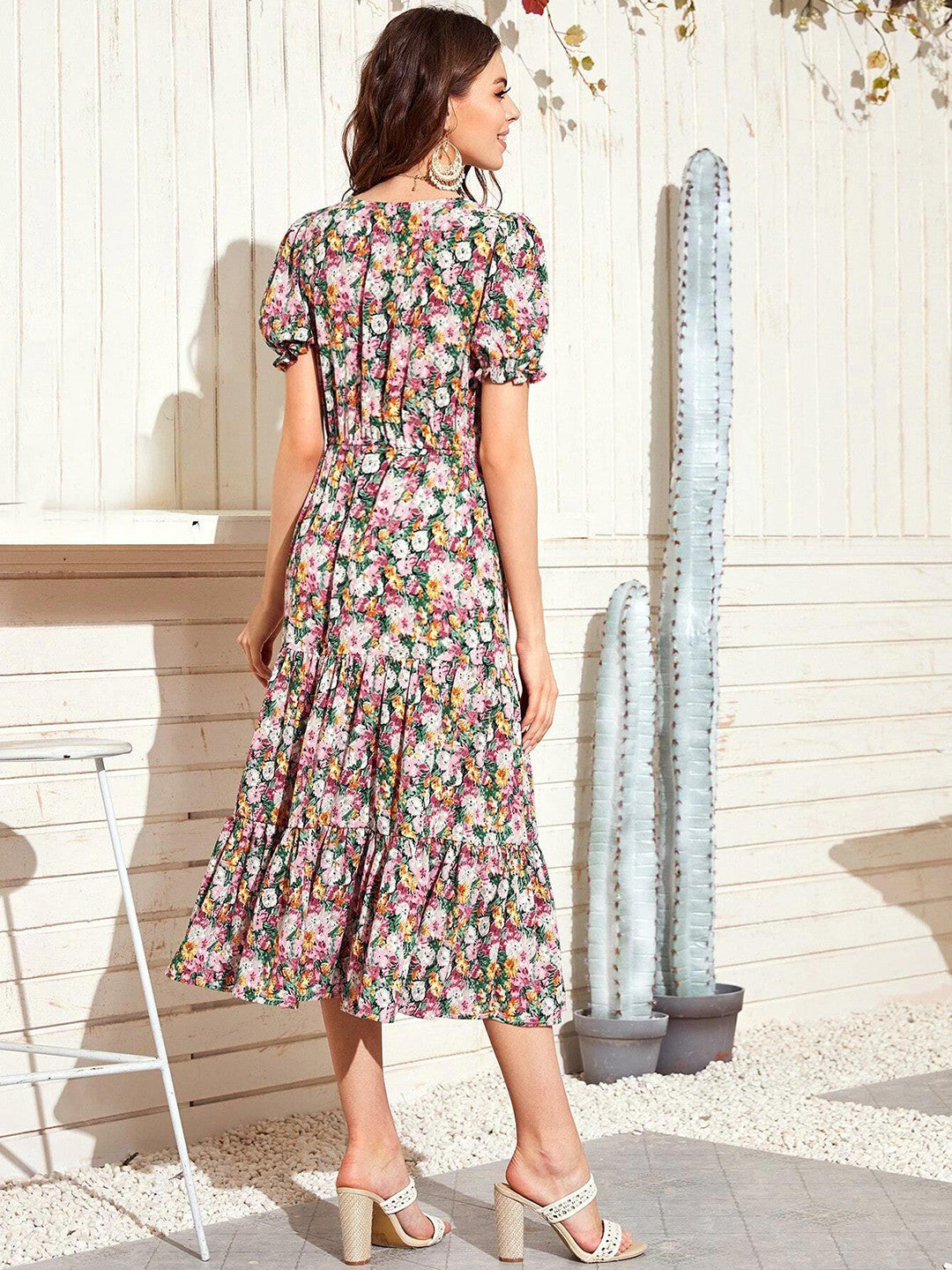KOTTY Women's Shoulder Straps A-Line Midi Dress