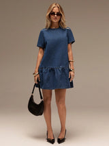 Women's Blue Denim Mini Shift Dress