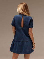 Women's Blue Denim Mini Shift Dress