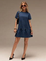 Women's Blue Denim Mini Shift Dress