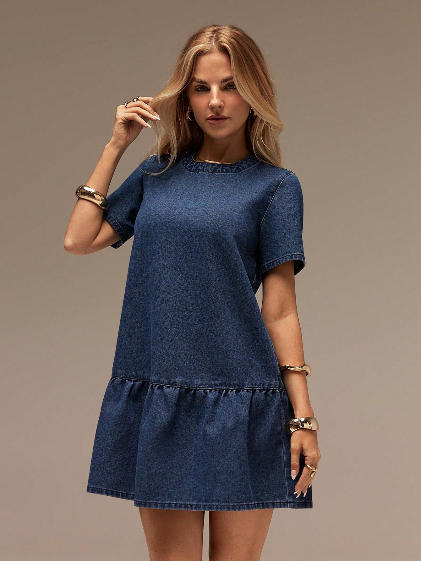 Women's Blue Denim Mini Shift Dress