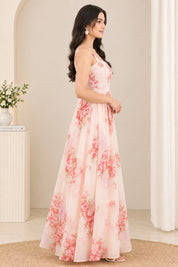 Women Pink Floral Printed Sleeveless Maxi Dress