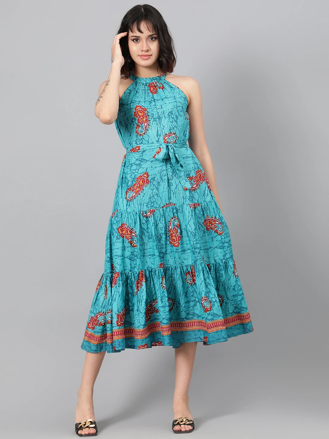 KOTTY Women's Sea Boat Neck Maxi Dress
