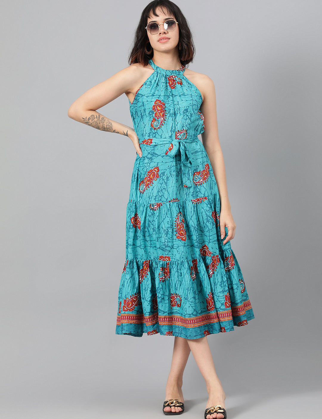 KOTTY Women's Sea Boat Neck Maxi Dress