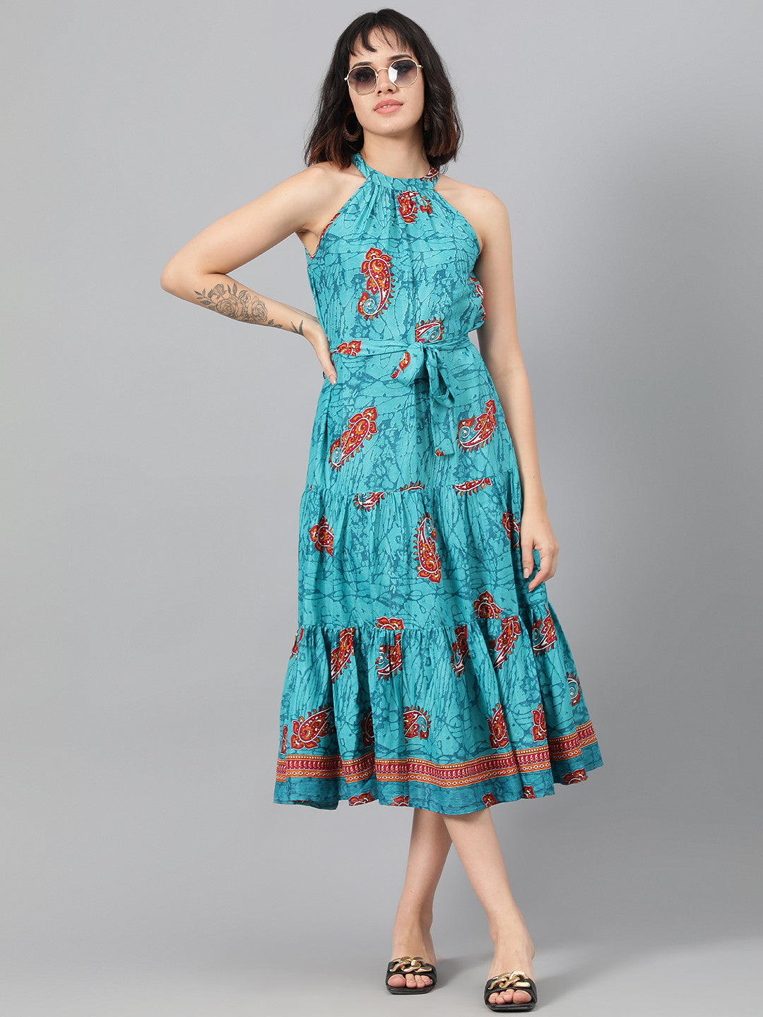 KOTTY Women's Sea Boat Neck Maxi Dress