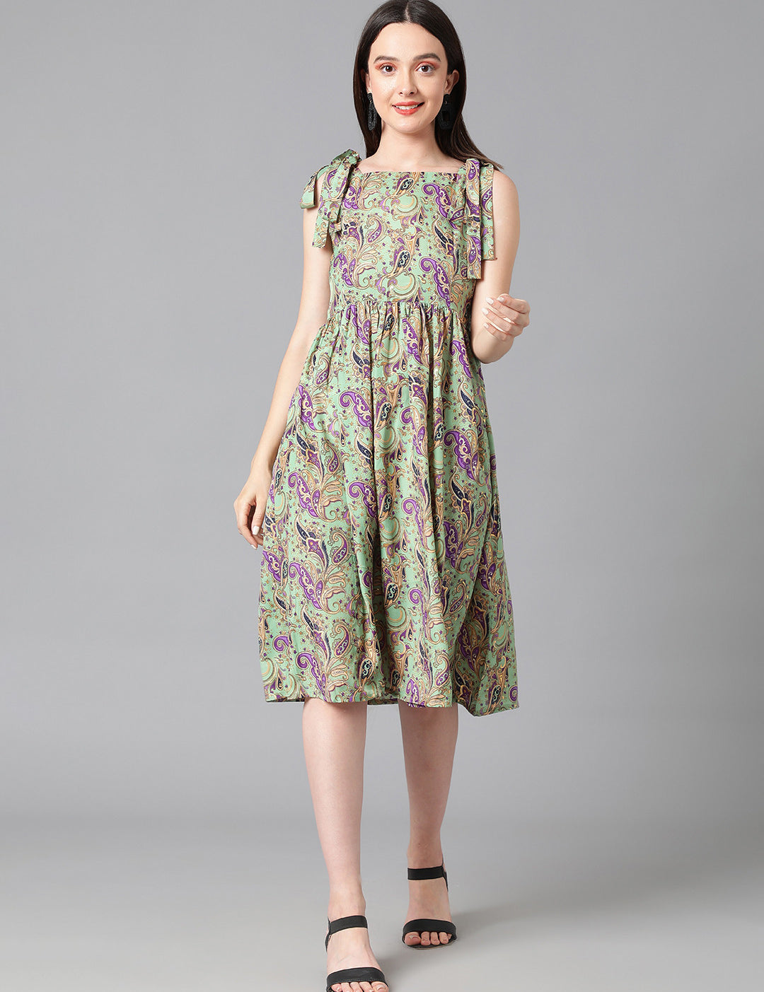 KOTTY Women's Shoulder Straps A-Line Midi Dress
