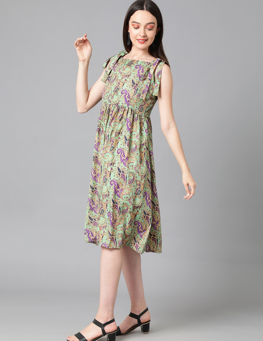 KOTTY Women's Shoulder Straps A-Line Midi Dress