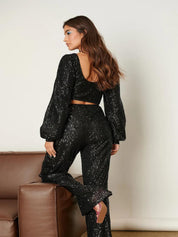KOTTY Women Two Piece Dress Black Maxi/Full Length Dress 