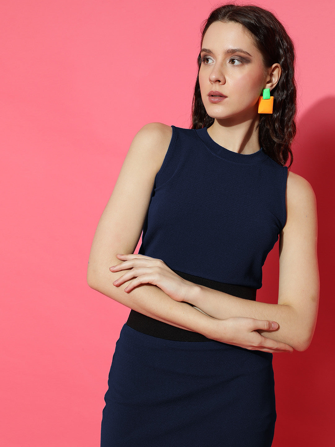 KOTTY Women Two Piece Dress Blue Above Knee/Mid Thigh Length Dress 