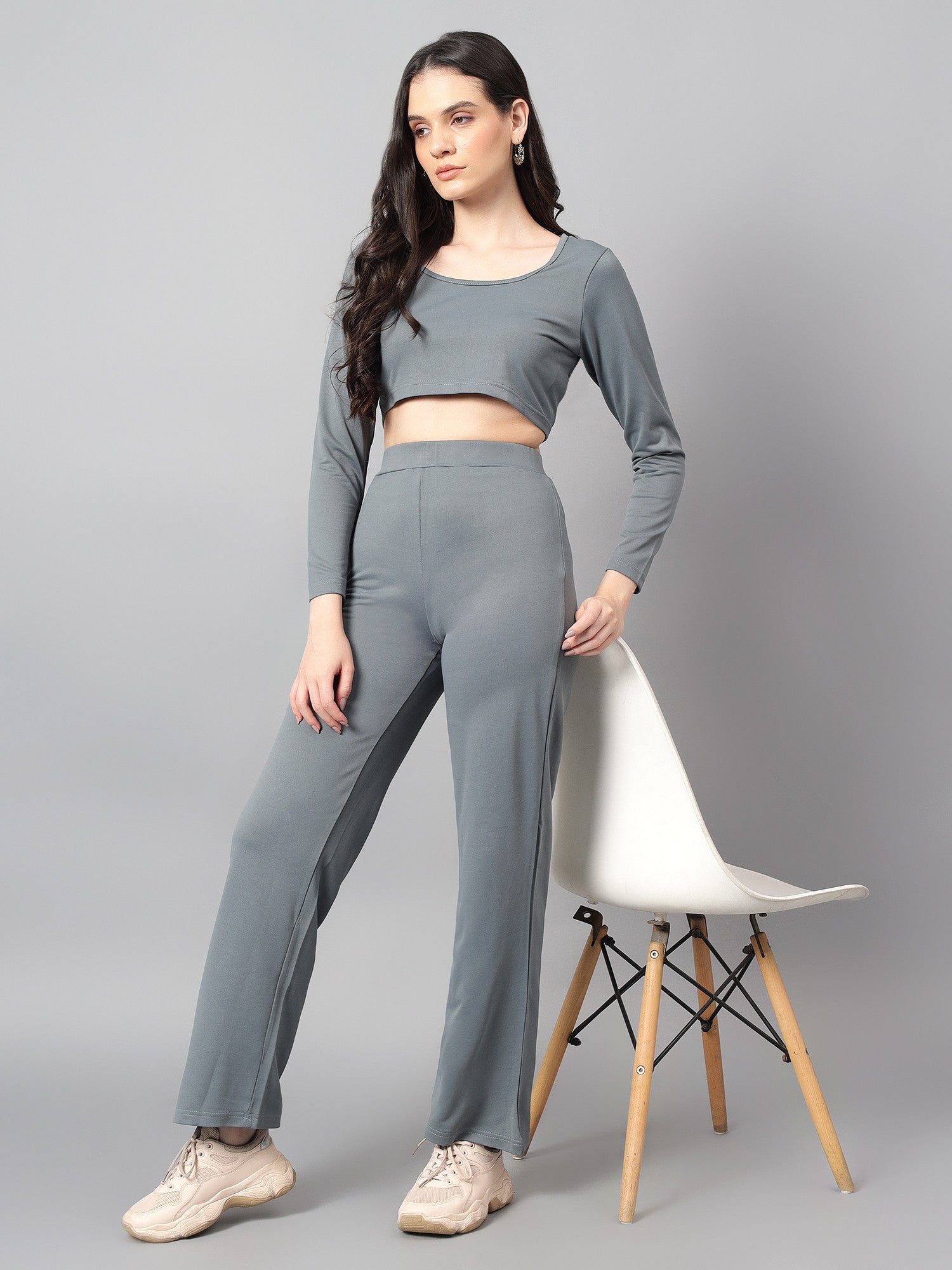 KOTTY Women Two Piece Dress Grey Above Knee/Mid Thigh Length Dress 