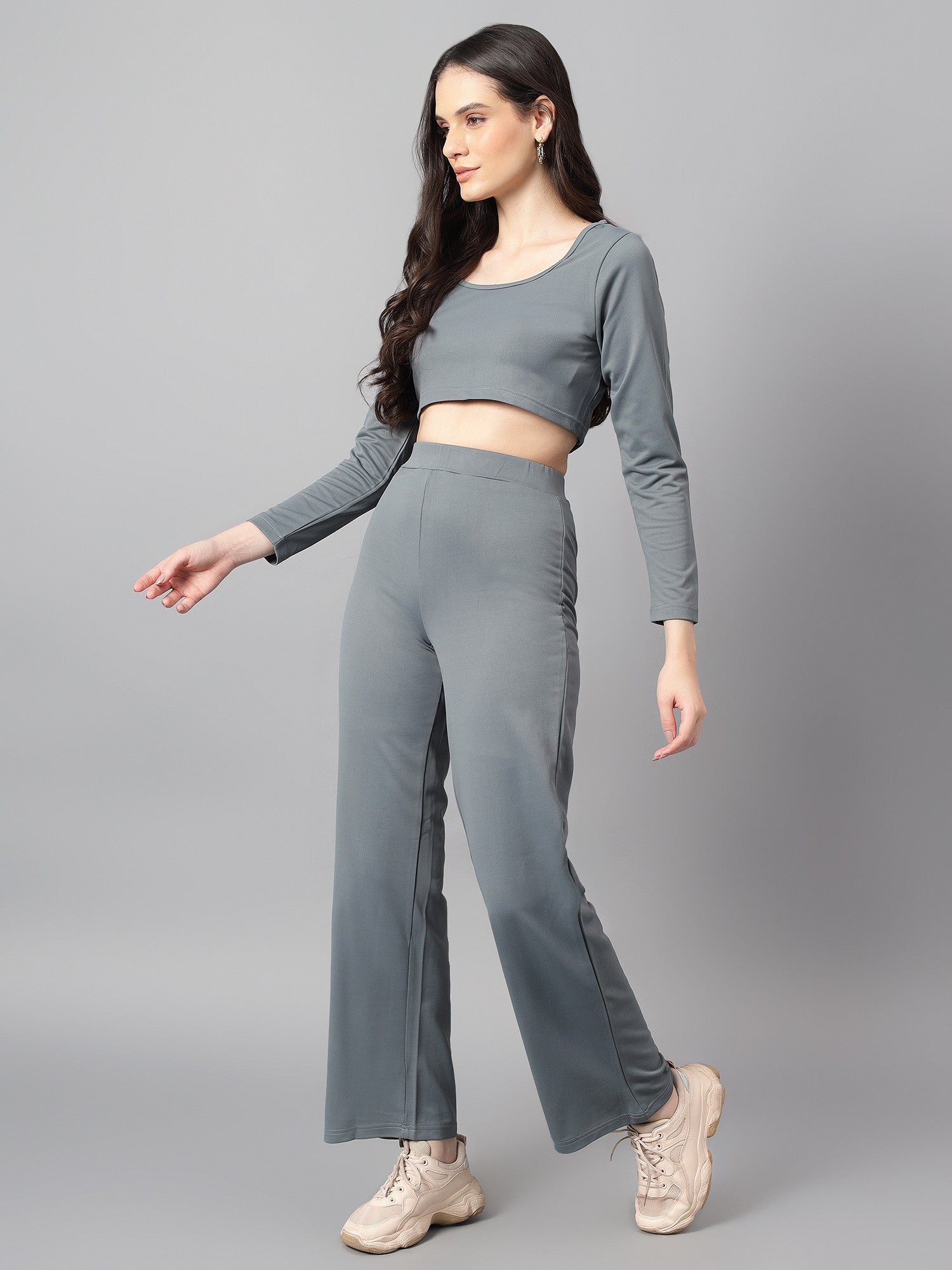 KOTTY Women Two Piece Dress Grey Above Knee/Mid Thigh Length Dress 