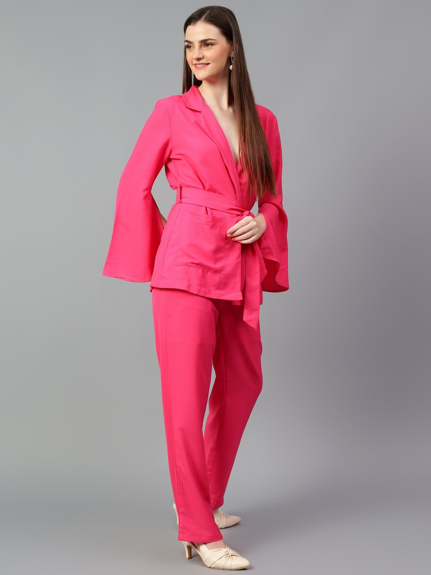 KOTTY Women Two Piece Dress Pink Maxi/Full Length Dress 