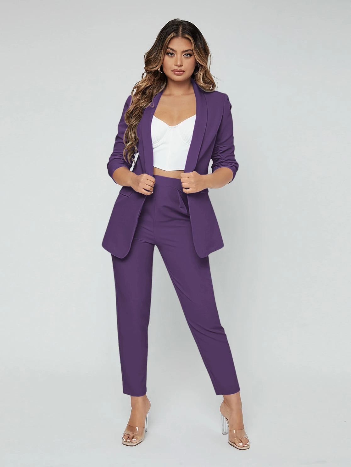 Purple Women’s Blazer Pants Co-Ord Set