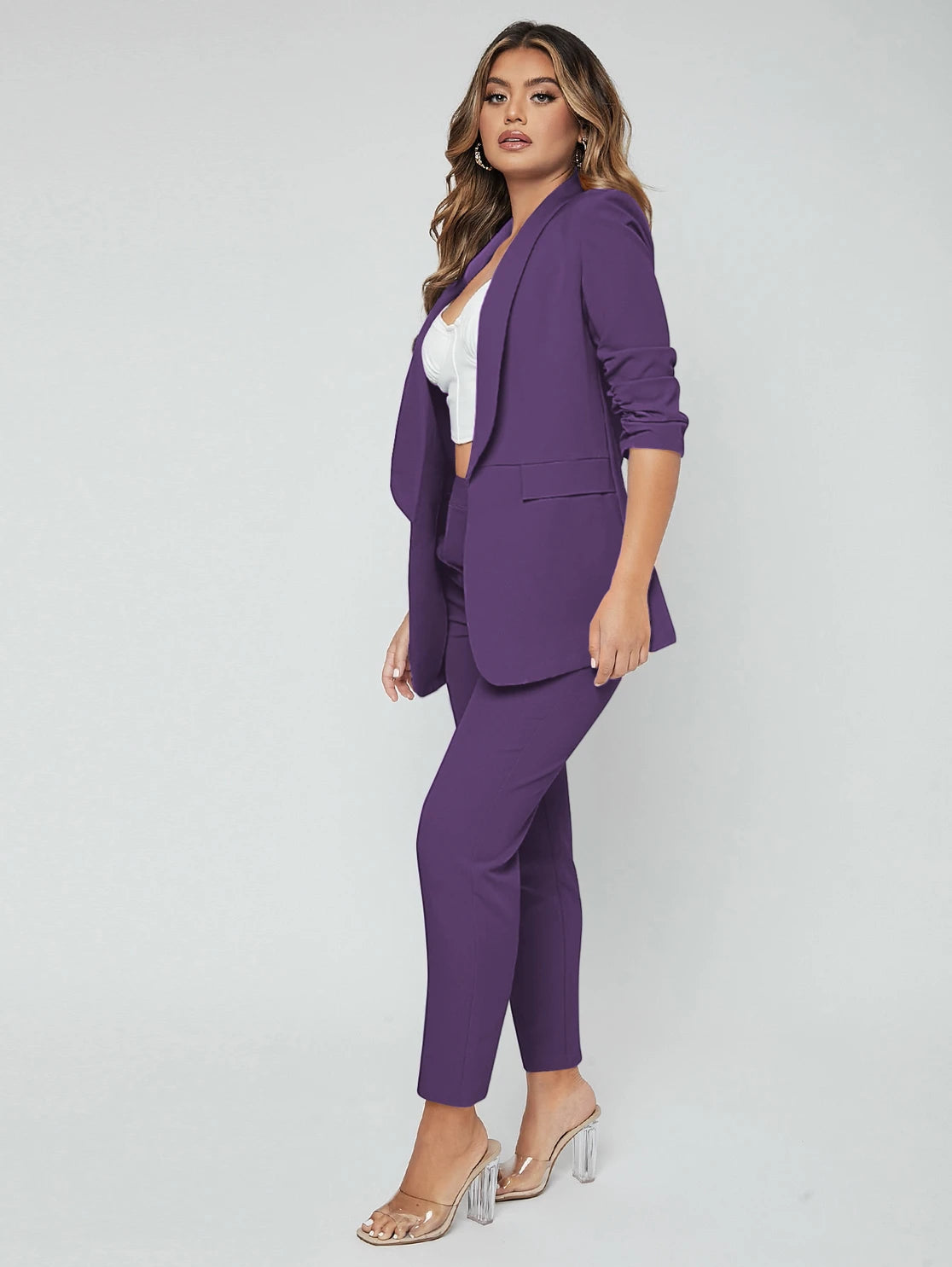 Purple Women’s Blazer Pants Co-Ord Set