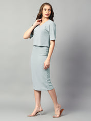 KOTTY Women Two Piece Dress Light Green Below Knee Dress 