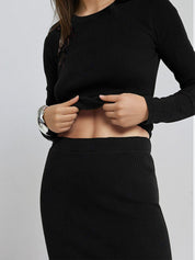 KOTTY Women Two Piece Dress Black Ankle Length Dress 