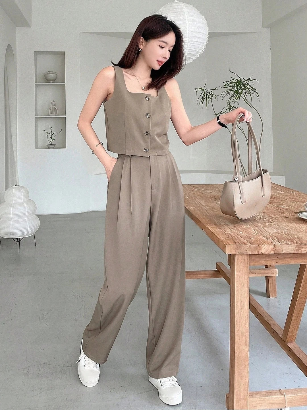 KOTTY Women Two Piece Dress Brown Maxi/Full Length Dress 