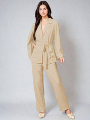 KOTTY Women Two Piece Dress Beige Maxi/Full Length Dress 