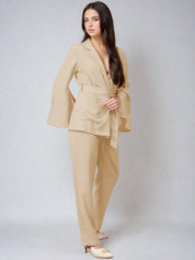 KOTTY Women Two Piece Dress Beige Maxi/Full Length Dress 
