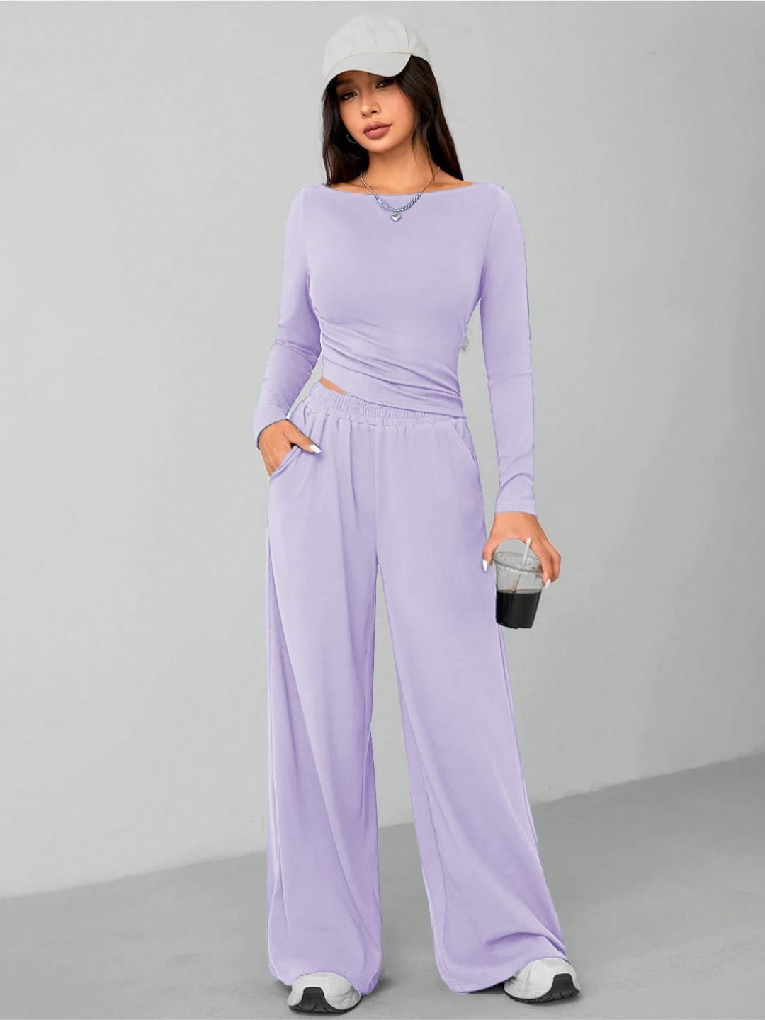 KOTTY Women Two Piece Dress Purple Maxi/Full Length Dress 