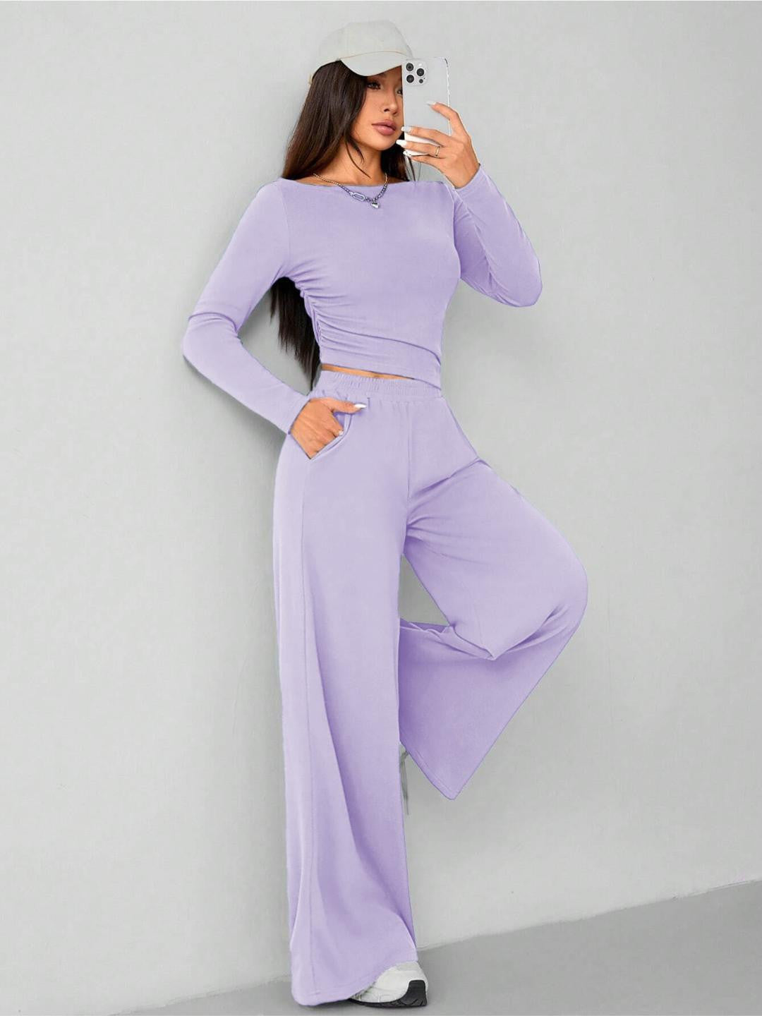 KOTTY Women Two Piece Dress Purple Maxi/Full Length Dress 