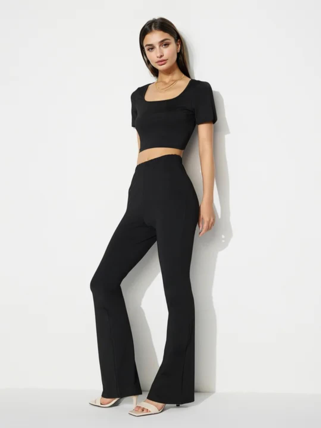 KOTTY Women Two Piece Dress Black Maxi/Full Length Dress 