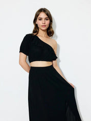 KOTTY Women Two Piece Dress Black Maxi/Full Length Dress 