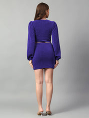 KOTTY Women Two Piece Dress Blue Above Knee/Mid Thigh Length Dress 