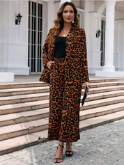 Women’s Leopard Print Blazer Wide Leg Pants Set