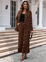 Women’s Leopard Print Blazer Wide Leg Pants Set