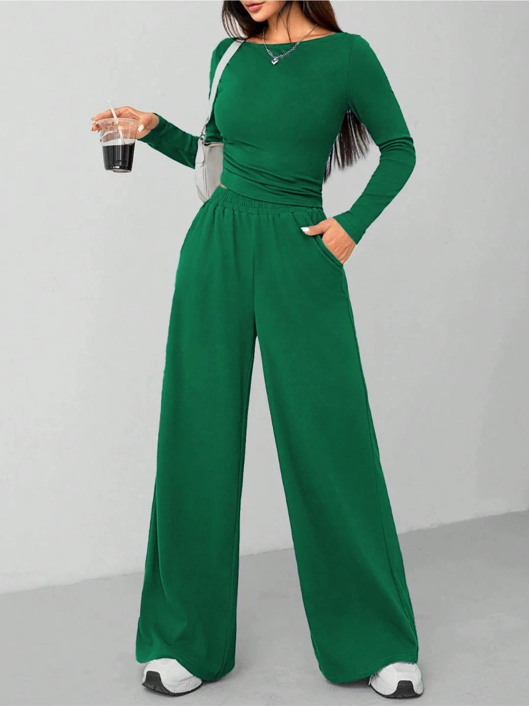 KOTTY Women Two Piece Dress Green Maxi/Full Length Dress 